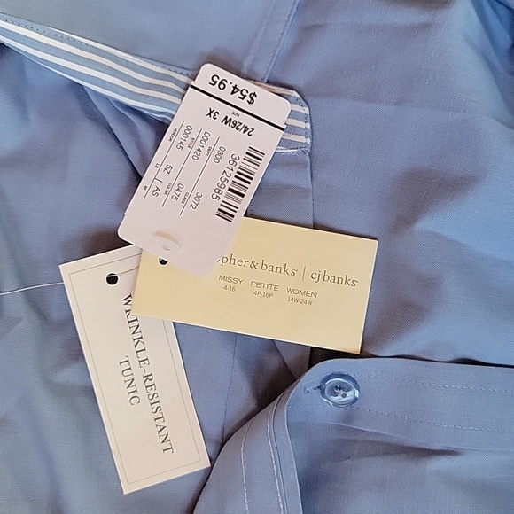 CJ Banks blue button-down tunic,  size 3X - Picture 8 of 9